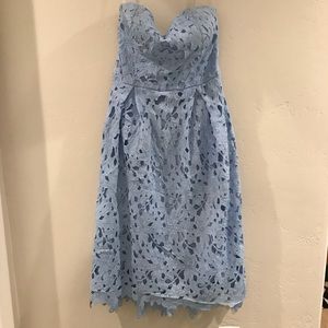 Baby Blue Lace Cutout Dress